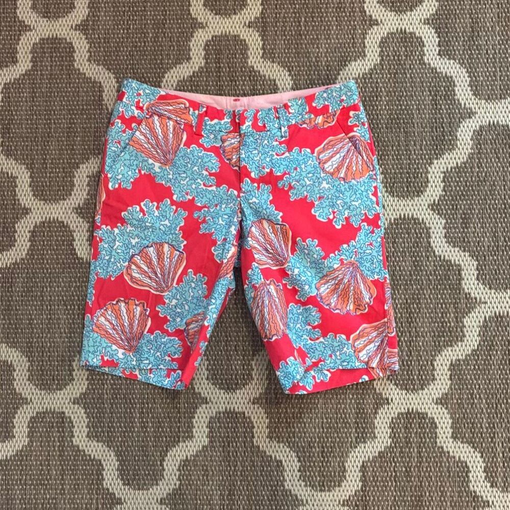 Lilly Pulitzer Bermuda shorts Coralina seashells and coral print  size 0